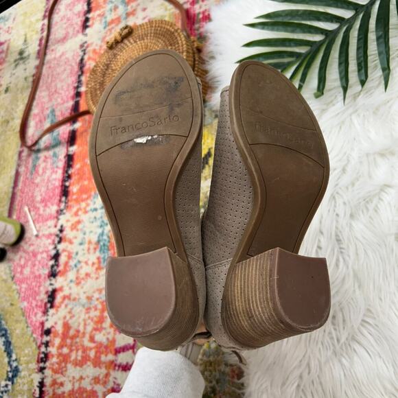 Franco Sarto Neutral Taupe Brown Open Toe Peep Toe Leather Ankle Boots Booties 8 - Picture 7 of 8